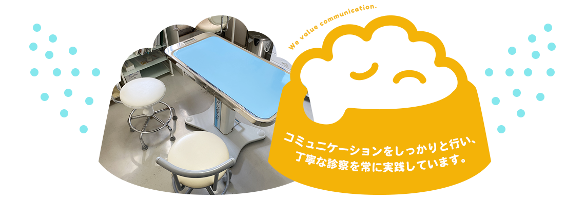 コミュニケーションをしっかりと行い、丁寧な診察を常に実践しています。